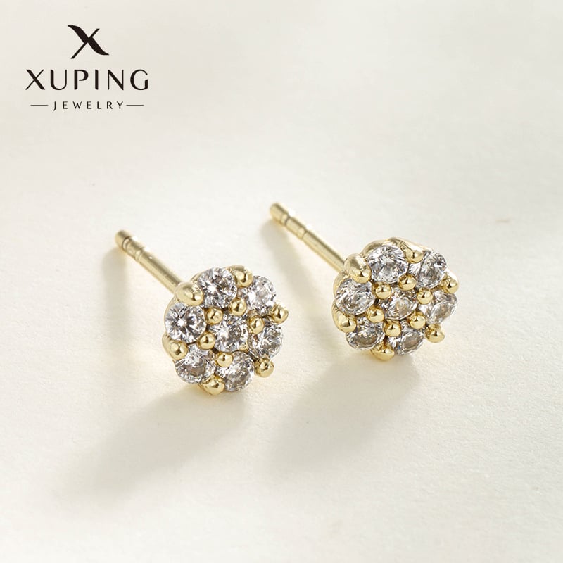 Xuping naušnice s cvjetnim dizajnom – legura, elektroplatiranje, bakrena igla, lagani luksuzni stil, žene (ljeto 2024)