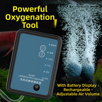 Двуфункционална презареждаща се кислородна помпа с LED осветление за риболов, USB помпа за кислород с многоскоростно регулиране