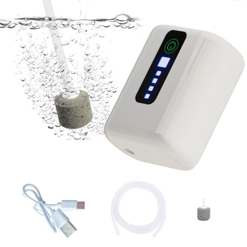 Двуфункционална презареждаща се кислородна помпа с LED осветление за риболов, USB помпа за кислород с многоскоростно регулиране