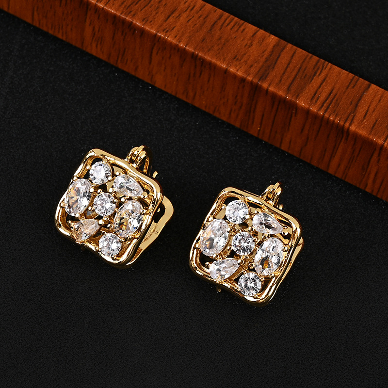 Bakrene naušnice s dutim kvadratom, elektroplatinirane, za žene, stil Fashion OL