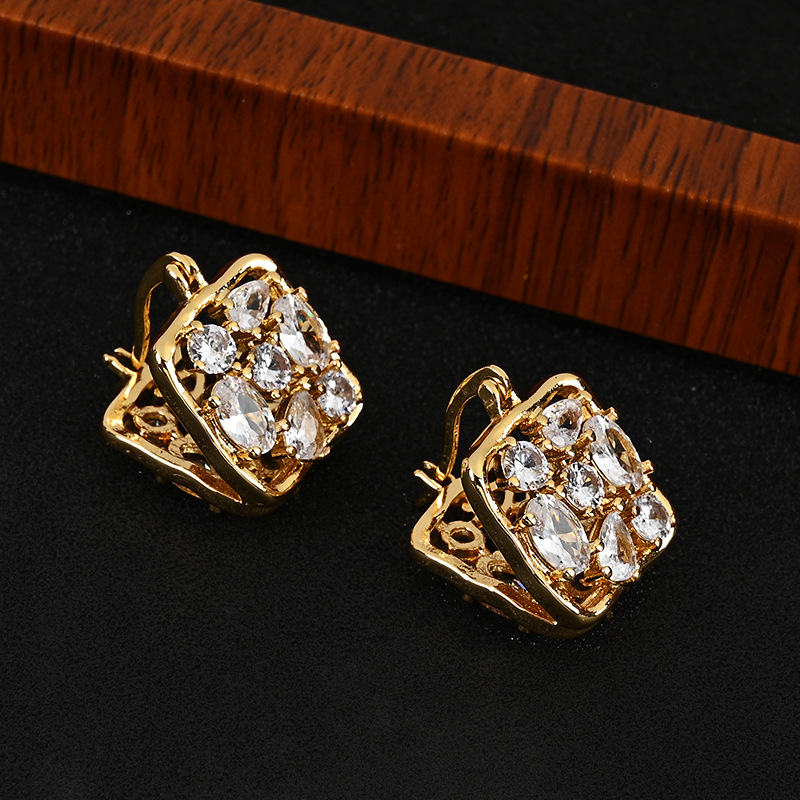 Bakrene naušnice s dutim kvadratom, elektroplatinirane, za žene, stil Fashion OL