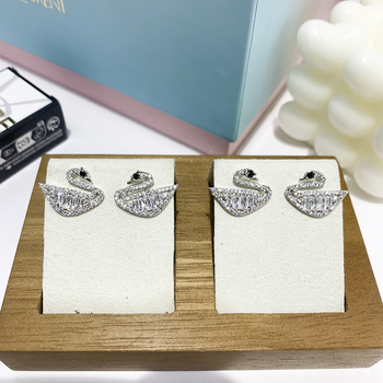 Ženske naušnice s cirkonom, geometrijski oblik, elektroplakiranje, lagani luksuz