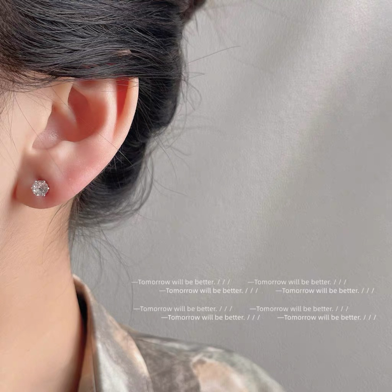 Srebrne naušnice 925 s cirkon, geometrijski dizajn, ručna izrada, unisex
