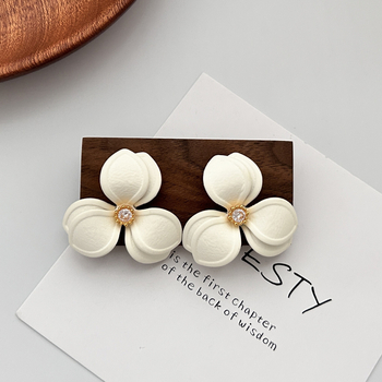 Naušnice s dijamantima u obliku cvijeta, od srebra i bakra, lagani luksuz, svakodnevni stil za žene