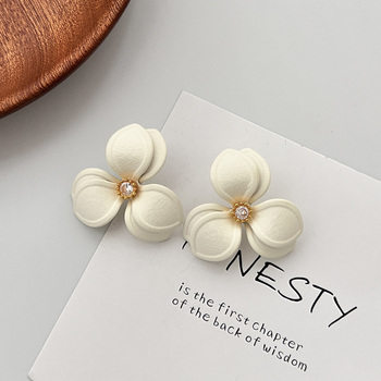 Naušnice s dijamantima u obliku cvijeta, od srebra i bakra, lagani luksuz, svakodnevni stil za žene