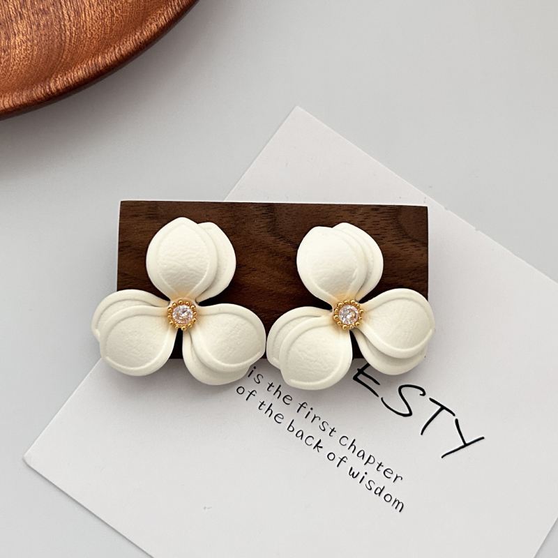Naušnice s dijamantima u obliku cvijeta, od srebra i bakra, lagani luksuz, svakodnevni stil za žene