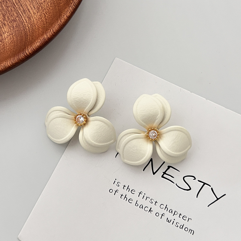 Naušnice s dijamantima u obliku cvijeta, od srebra i bakra, lagani luksuz, svakodnevni stil za žene