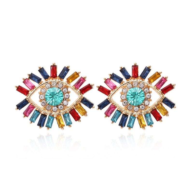 Naušnice tip stud od legure s dijamantnim premazom, Oko đavla, dizajn crtani lik, nehrđajući čelik šiljak, brend VODESHANLIWEN