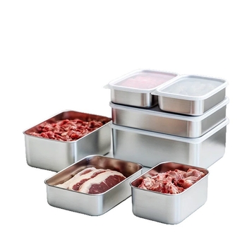 Kutija od nehrđajućeg čelika s poklopcem, pravokutnog oblika, jednoslojna, kapacitet ispod 300 ml, održava svježinu