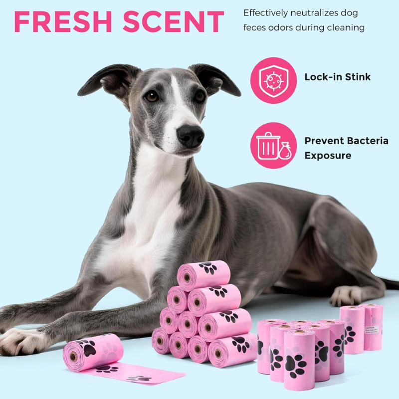 Βιοδιασπώμενες σακούλες περιττωμάτων σκύλου, παχύτερες 1.2 mm, σακούλα με επίπεδο άνοιγμα, PE