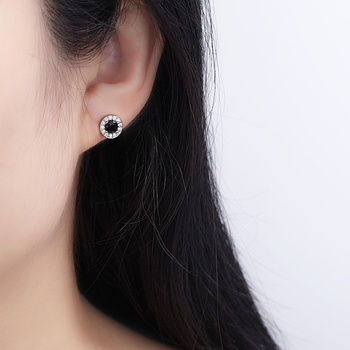 Bakarne kružne geometrijske naušnice s cirkonima - elektroplating završnica, japansko-korejski stil