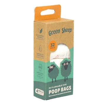 Green Sheep σακούλες απορριμμάτων κατοικίδιων, διαλυτές στο νερό και βιοδιασπώμενες, υλικό: PVA + τροποποιημένο άμυλο, 32 τεμάχια σε ρολό
