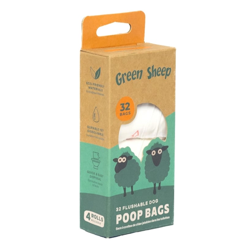 Green Sheep σακούλες απορριμμάτων κατοικίδιων, διαλυτές στο νερό και βιοδιασπώμενες, υλικό: PVA + τροποποιημένο άμυλο, 32 τεμάχια σε ρολό