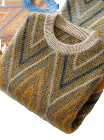 Muški vuneni džemper s okruglim izrezom, slobodan kroj, dugi rukavi, 100% vuna, pleteni