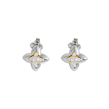 Naušnice s motivom četverolistnog cvijeta, geometrijski oblik, bakar, elektroplating, štipovi od srebra 925, marka Aobier