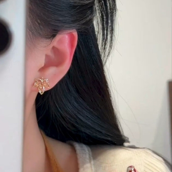 Naušnice: bakar + cirkon, elektroplatiranje, oblik cvijeta, lagani luksuzni stil, ušne igle od srebra 925