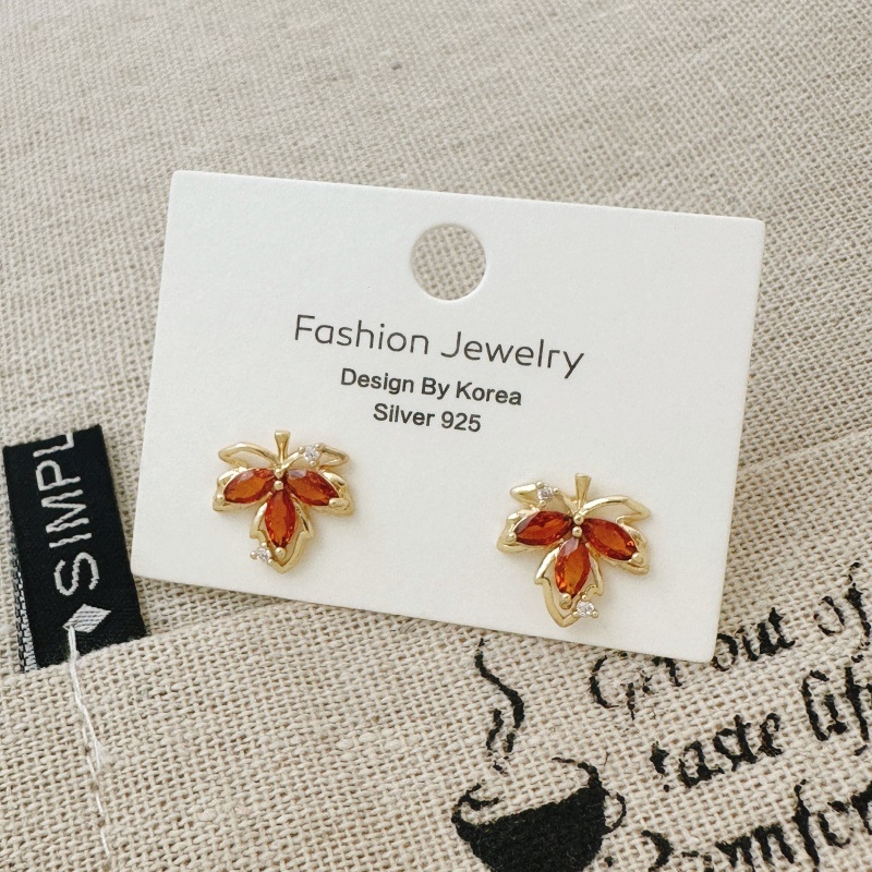 Naušnice: bakar + cirkon, elektroplatiranje, oblik cvijeta, lagani luksuzni stil, ušne igle od srebra 925