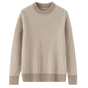 Muški pulover od 100% vune, jacquard pletenje, debeli, udoban kroj, okrugli ovratnik