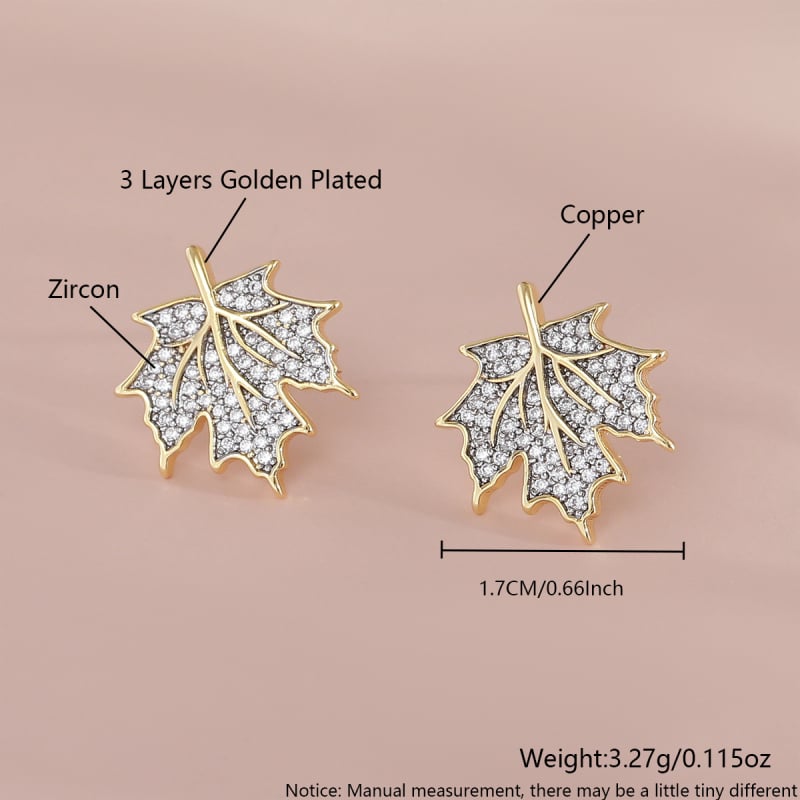 Naušnice u obliku lista, bakar, elektroplatiranje, marka Baitian