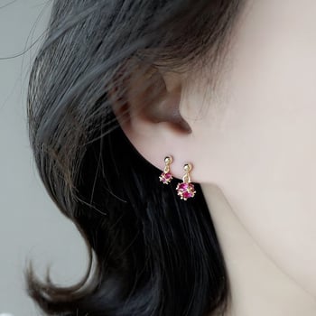 Bakrene elektroplatinirane geometrijske naušnice sa vijčanim zatvaračem, dijamantna kugla, korejski stil, ljeto 2023