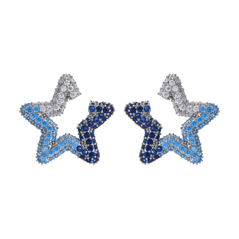 Réz Csillag Alakú Fülbevaló Cirkóniával Nőknek – Divat Ékszer, Csillag Formájú, Nyár 2025