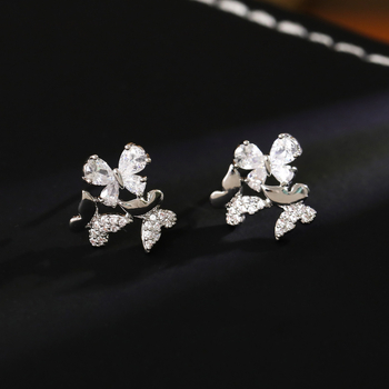 Geometrijske trodimenzionalne naušnice s dizajnom djeteline, bakrena podloga, elektroplating, ušne štapiće od srebra 925, lagani luksuz stil