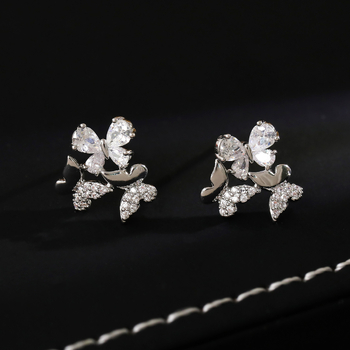 Geometrijske trodimenzionalne naušnice s dizajnom djeteline, bakrena podloga, elektroplating, ušne štapiće od srebra 925, lagani luksuz stil