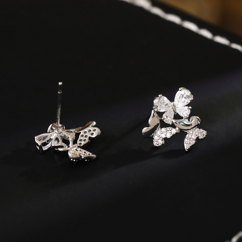 Geometrijske trodimenzionalne naušnice s dizajnom djeteline, bakrena podloga, elektroplating, ušne štapiće od srebra 925, lagani luksuz stil