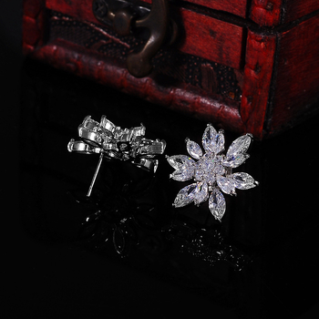 Naušnice s cvjetnim dizajnom, cirkon ugrađen, Zhunze Jewelry, za žene