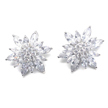 Naušnice s cvjetnim dizajnom, cirkon ugrađen, Zhunze Jewelry, za žene