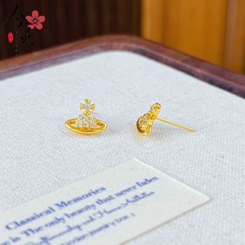 Naušnice Jinling Jewelry pozlaćeni bakreni, elektroplatirano premazivanje, proljeće 2025, lagani luksuz stil, ženske naušnice