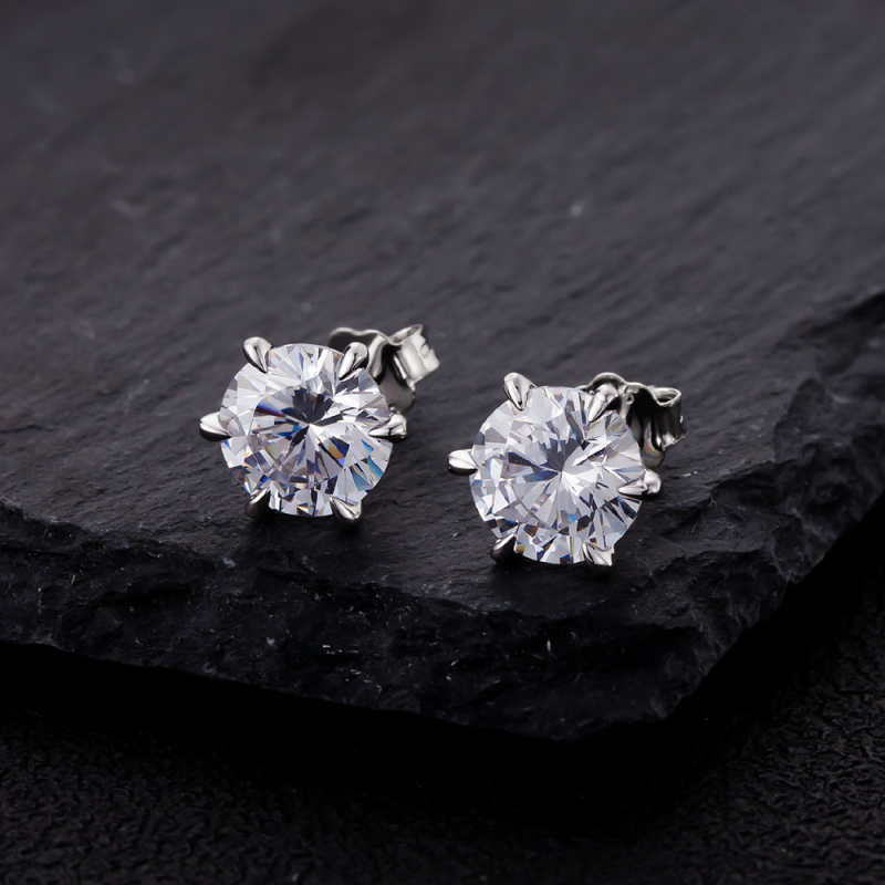 Chengda 925 srebrne naušnice, inlay, šestokraki držač, osam srca i osam strijela, simulirani dijamant, ženski modni stil