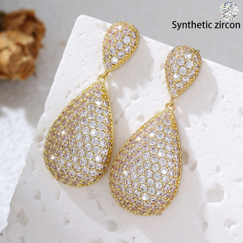 Zhuoman Réz vízcsepp fülbevaló Geometriai mintával, elektroplakálás, 925-ös ezüst fülcsapok (Kód Ed68652-775)