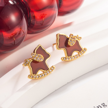 Réz gravírozott állat-/állatövi fülbevaló, könnyed luxus stílusú uniszex fülkiegészítő, 2026 tavaszi bevezetés, modell E675