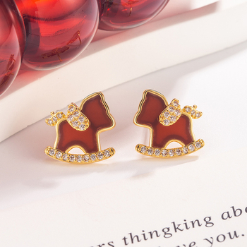 Réz gravírozott állat-/állatövi fülbevaló, könnyed luxus stílusú uniszex fülkiegészítő, 2026 tavaszi bevezetés, modell E675