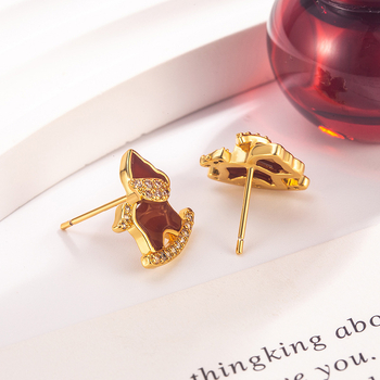 Réz gravírozott állat-/állatövi fülbevaló, könnyed luxus stílusú uniszex fülkiegészítő, 2026 tavaszi bevezetés, modell E675