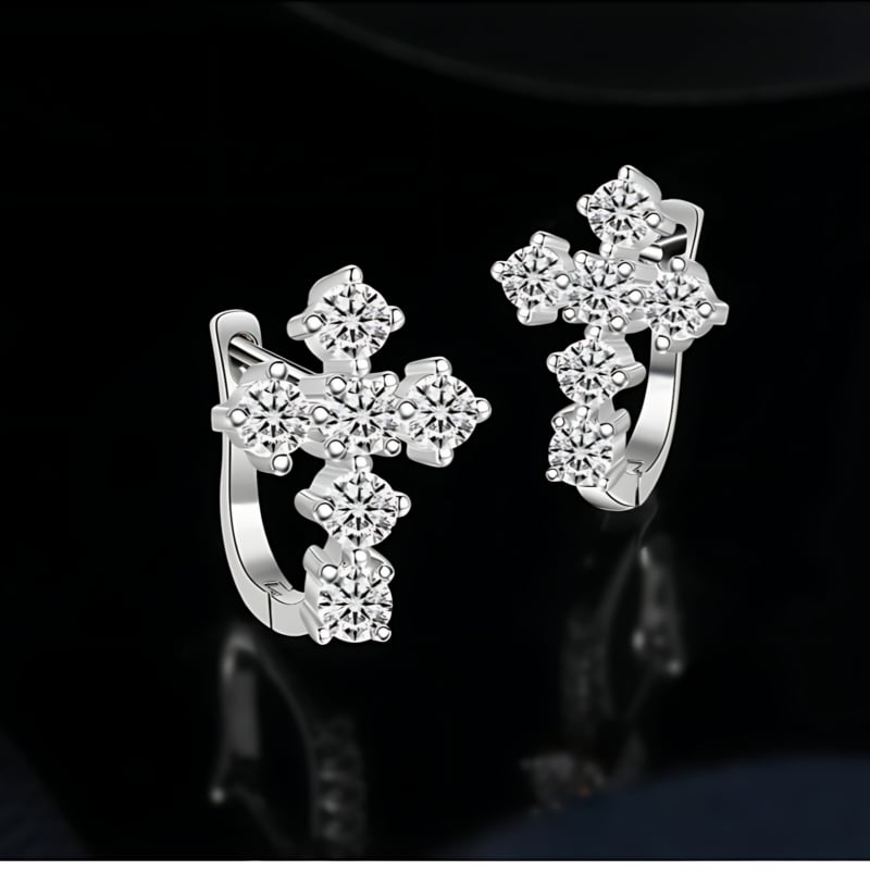 Медни кръстовидни обици с U-образна геометрия, електроплатирани, унисекс, пуск през пролетта 2025.