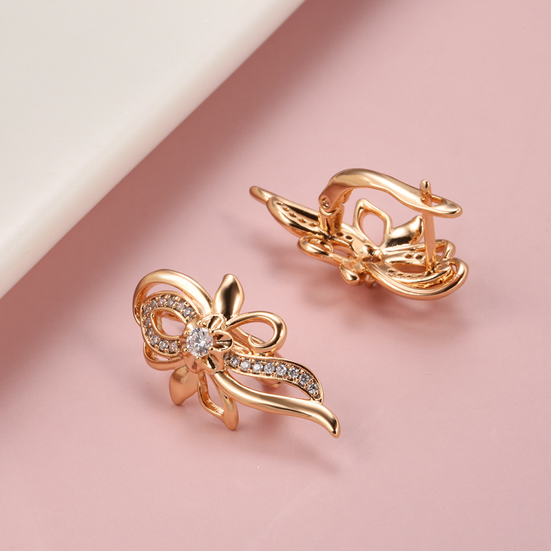Naušnice od bakra, mozaika od zlatno pozlaćenih umjetnih dragulja, stil National Wind, jednostavna serija