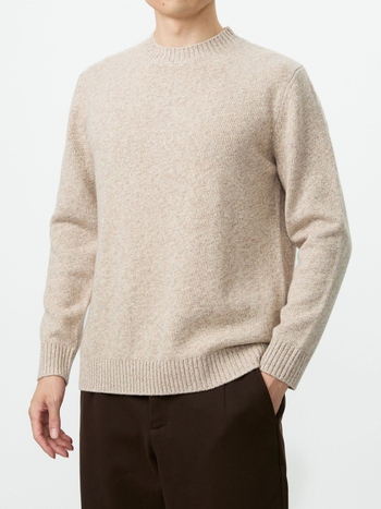 Muški pleteni džemper od 100% ovčje vune — okrugli izrez, dugi rukav, ribani rub, jesen/zima