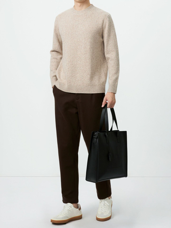 Muški pleteni džemper od 100% ovčje vune — okrugli izrez, dugi rukav, ribani rub, jesen/zima