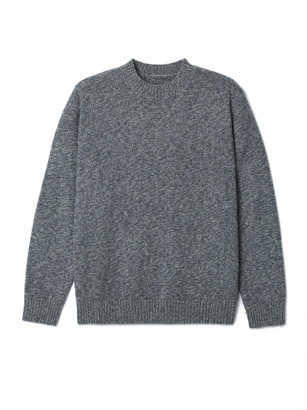 Muški pleteni džemper od 100% ovčje vune — okrugli izrez, dugi rukav, ribani rub, jesen/zima