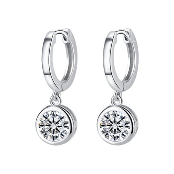 Овеци балончета с Moissanite, 1 карата, сребро 925, кръгла форма, 8 сърца и 8 стрелки