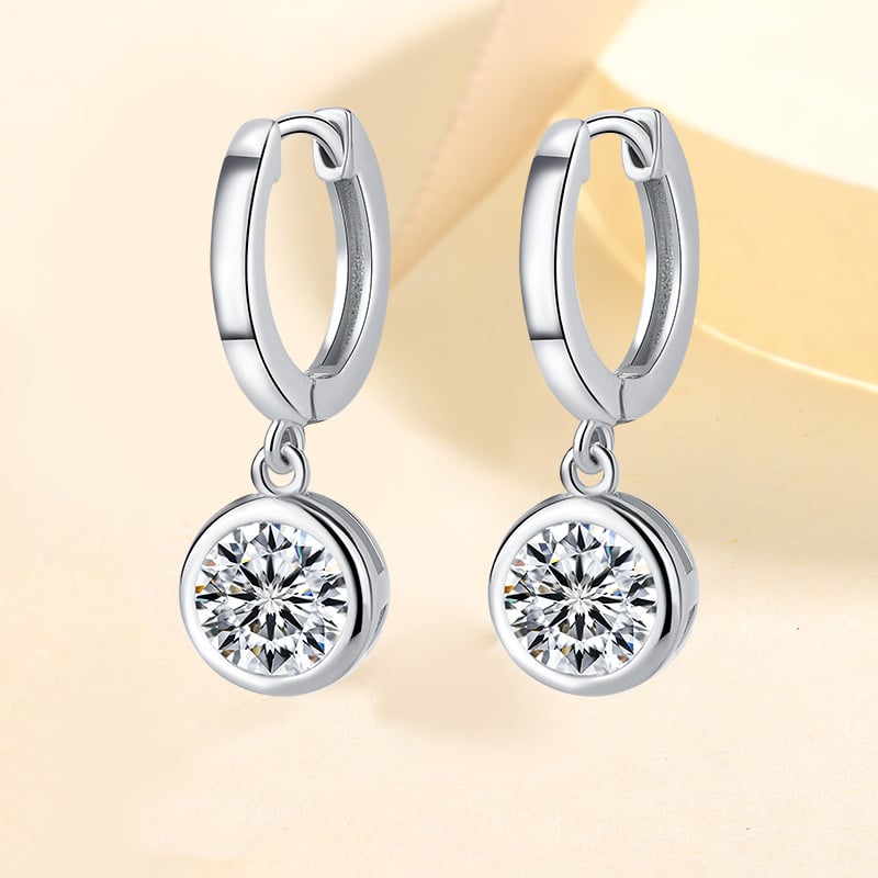 Овеци балончета с Moissanite, 1 карата, сребро 925, кръгла форма, 8 сърца и 8 стрелки