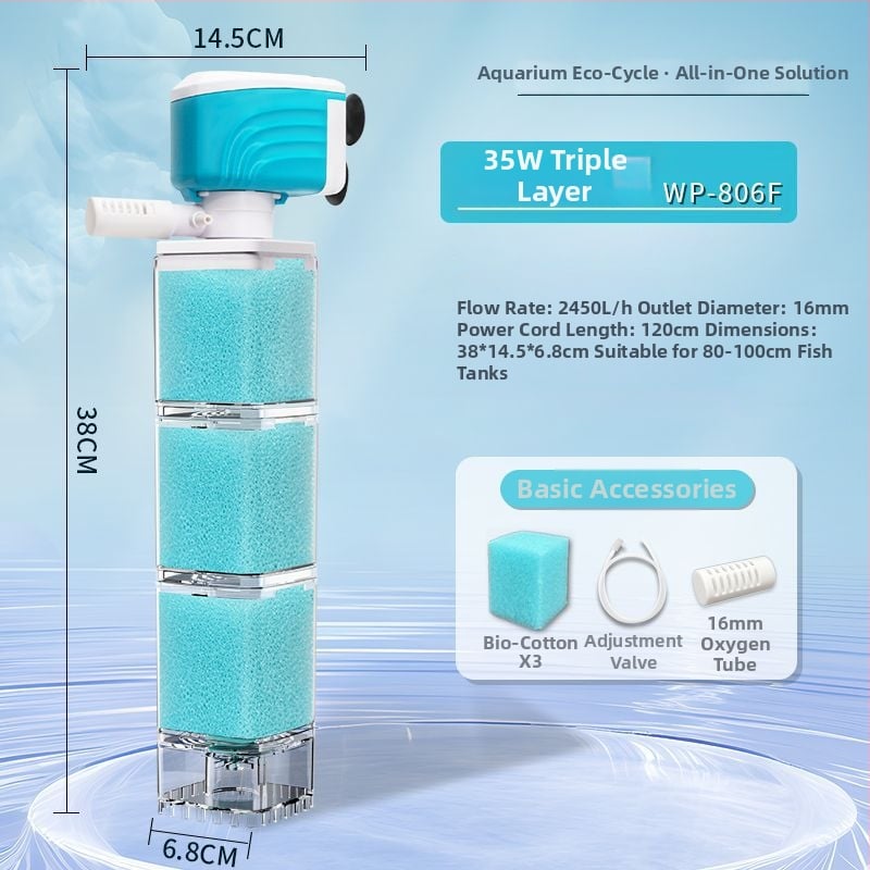Пластмасов филтър за аквариум с циркулационна система и филтърна матрица — марка New Show, не се внася
