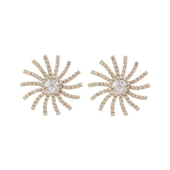 Naušnice sa motivom suncokreta i punim dijamantima, 925 srebrne ušne igle, Doris Accessories DL03221