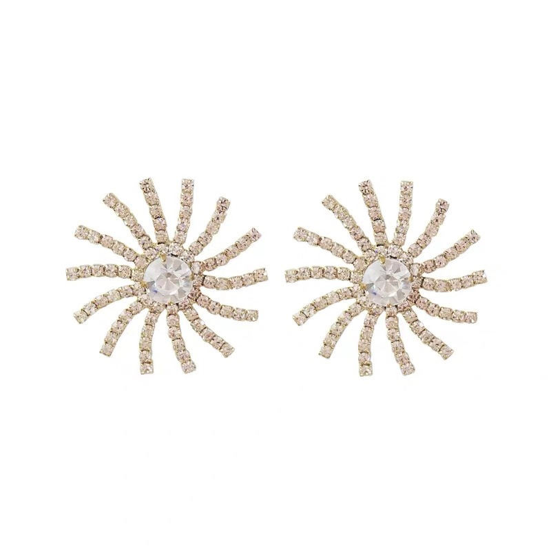 Naušnice sa motivom suncokreta i punim dijamantima, 925 srebrne ušne igle, Doris Accessories DL03221