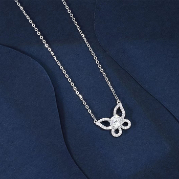 Lančić s privjeskom leptira od moissanita, 1 ct, srebro 925, križni lanac