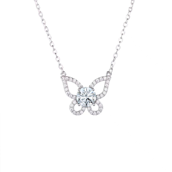 Lančić s privjeskom leptira od moissanita, 1 ct, srebro 925, križni lanac