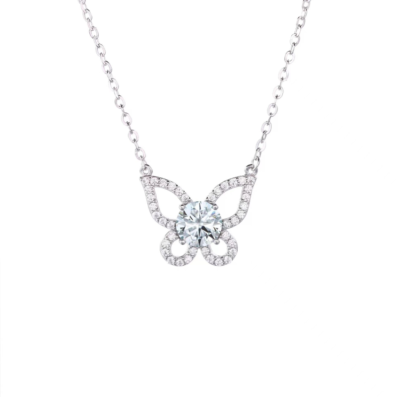 Lančić s privjeskom leptira od moissanita, 1 ct, srebro 925, križni lanac