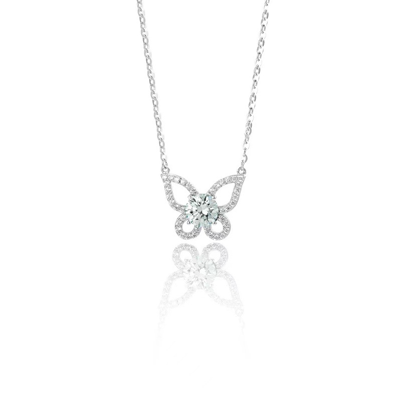 Lančić s privjeskom leptira od moissanita, 1 ct, srebro 925, križni lanac